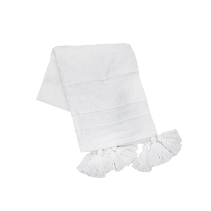 Barton White Tassel Throw Blanket