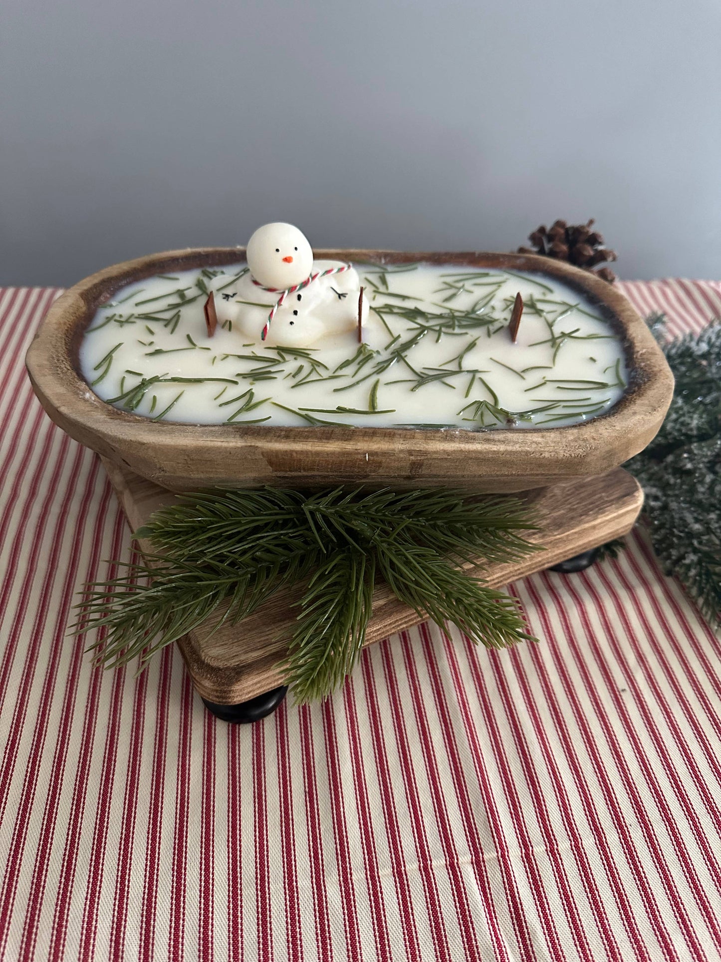SOLD OUT.  Snowman Dough Bowl Soy Wax Candle 