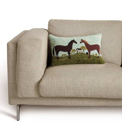 Black And Brown Horses Hook Pillow - Warren Kimble