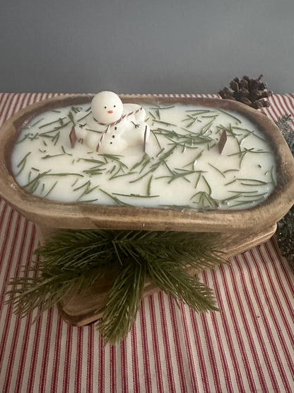 SOLD OUT.  Snowman Dough Bowl Soy Wax Candle 