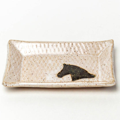 Brown Horse Handmade Ceramic White Trinket Dish
