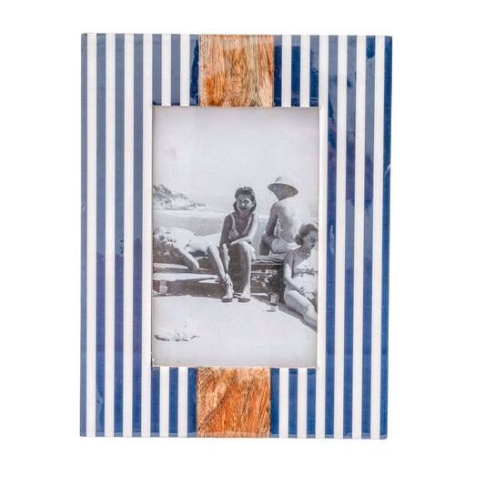 4x6 Cabana Stripe Photo Frame Blue