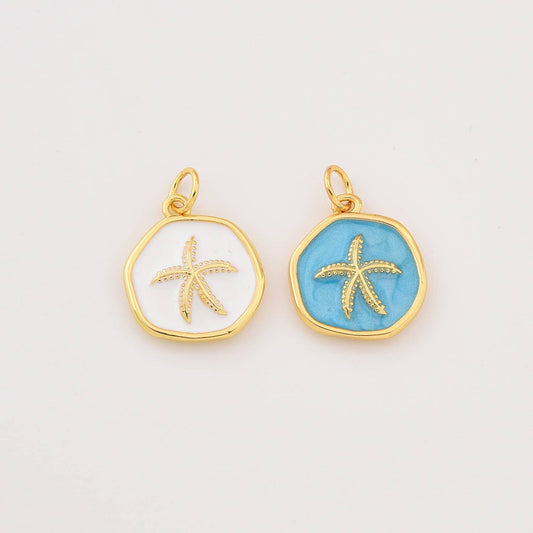 Gold Filled Starfish Charm Blue or White Enamel CP2276
