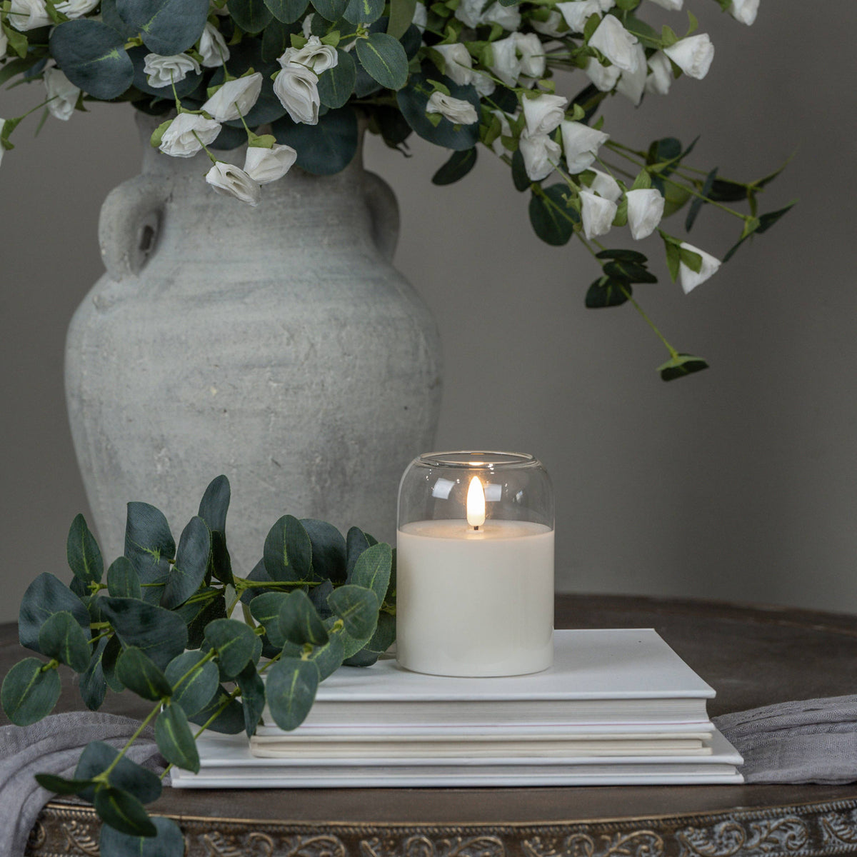 4" ARCHED GLASS 3D FLAME CANDLE