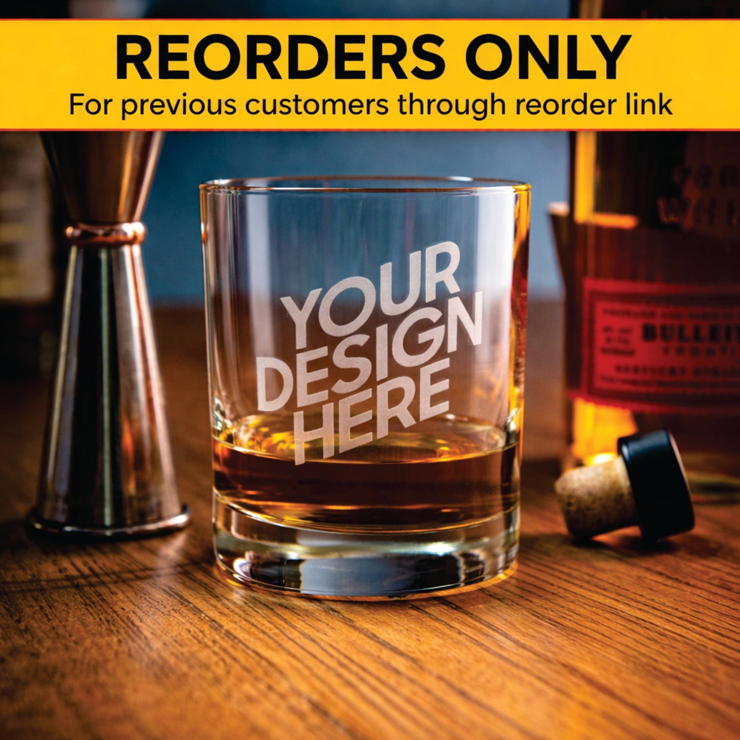 Custom 13oz Double Old Fashion (DOF) Glass – Reorders Only