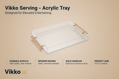 Vikko - Grace Acrylic Tray Clear w/ Gold 12" x 10" x 2"