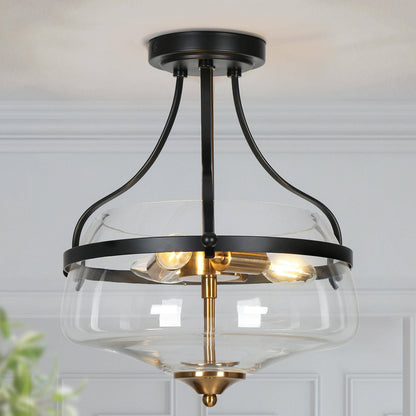 Dendria 3-Light Brass Semi-Flush Mount Light