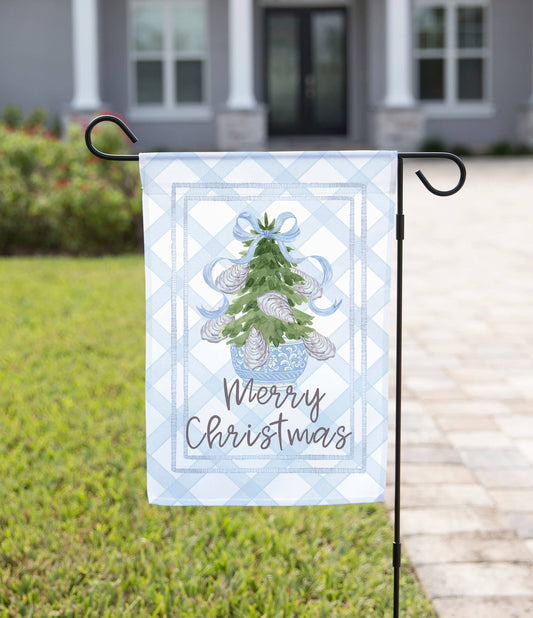 Merry Christmas Coastal Tree Garden Flag