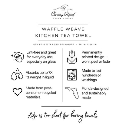 Pumpkin Fall Botanical Floral Autumn Kitchen Towel Waffle