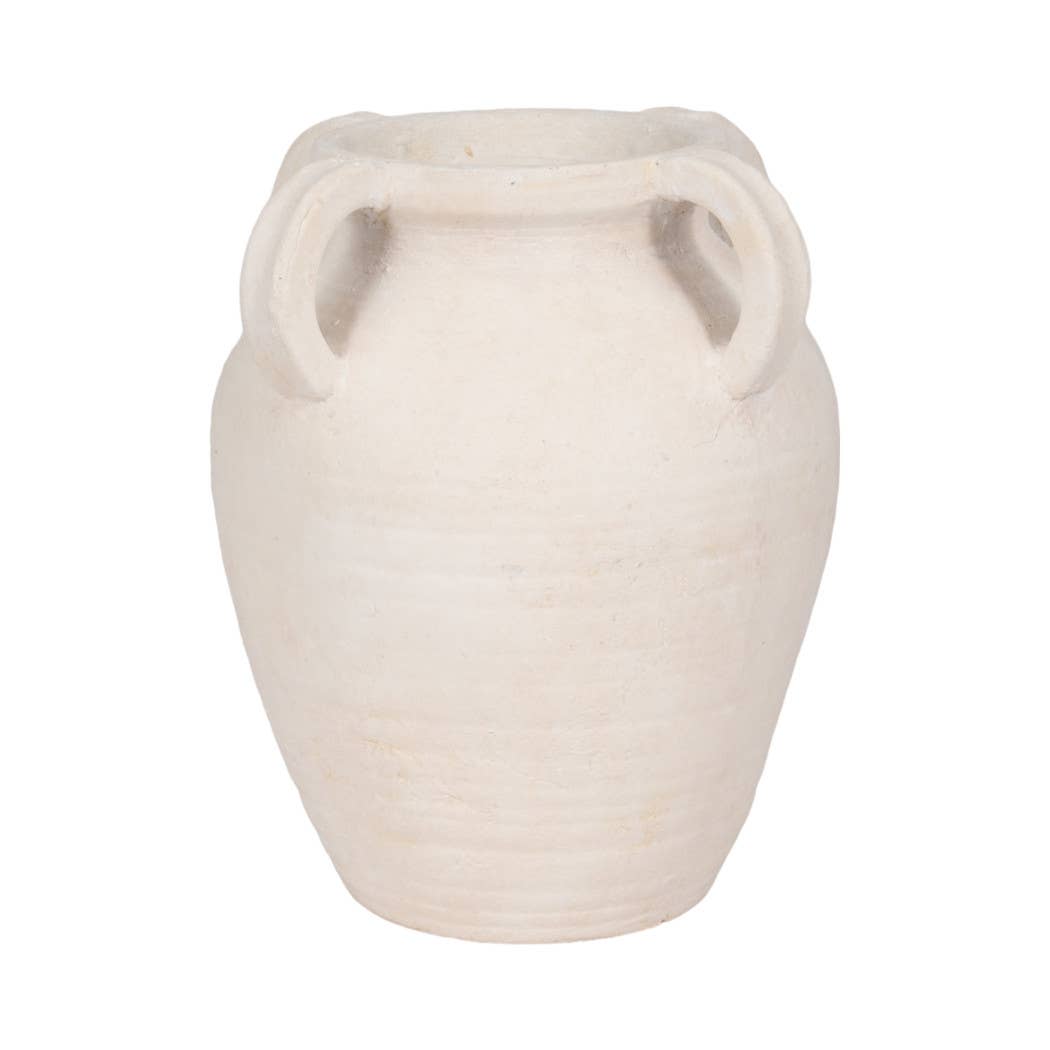Decorative Vase - White Pottery Amphora Multi-Handle Jug, 12