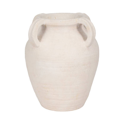 Decorative Vase - White Pottery Amphora Multi-Handle Jug, 12