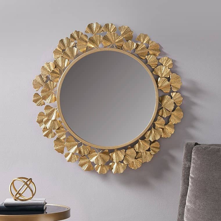 Gold Foil Ginkgo Leaf Decor Mirror