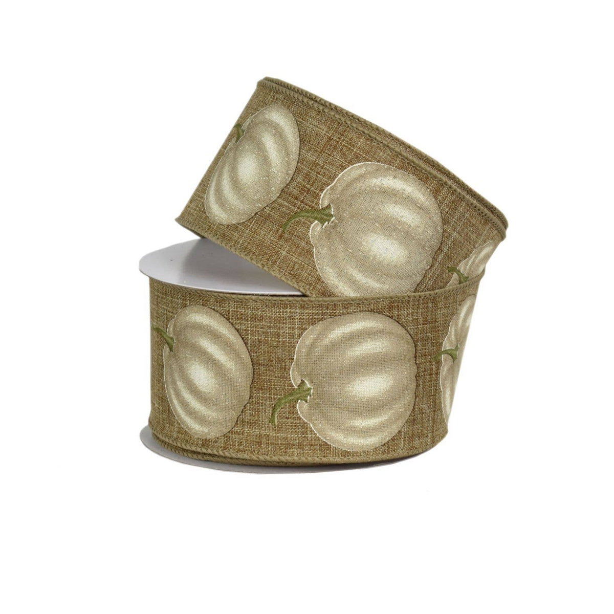 Linen Ribbon W/ Farmhouse Pumpkins 2.5" x 10yd *
