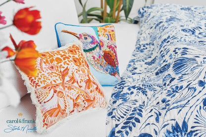 Hummingbird Floral Throw Pillow