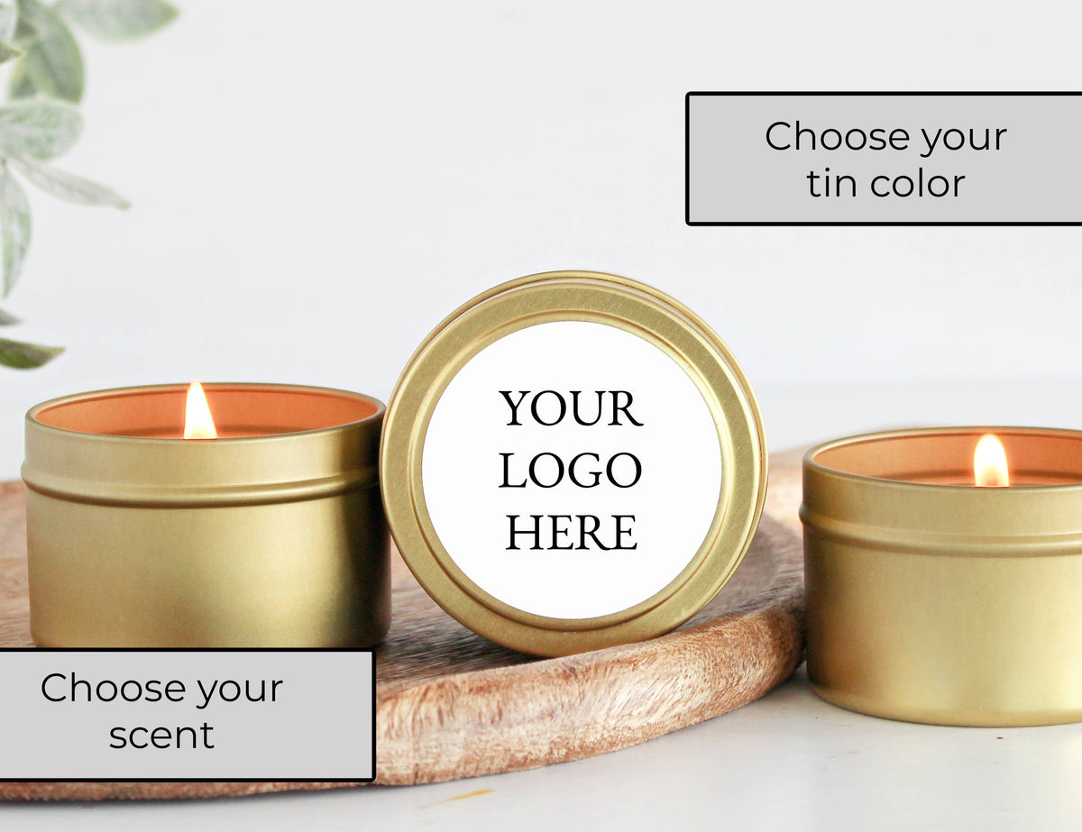 Custom Logo Candle Tins | 2, 4 &8 oz  | Gold, Black & Silver