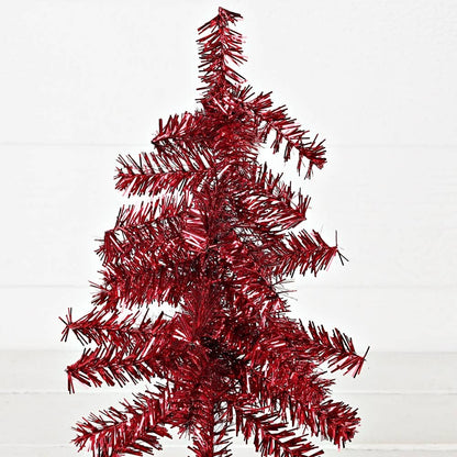 M32758-Glittered Tinsel Tree-RED (16inH)