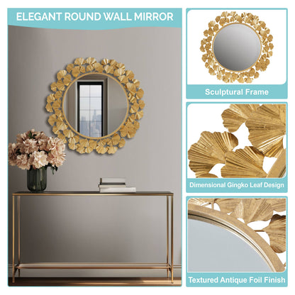 Gold Foil Ginkgo Leaf Decor Mirror