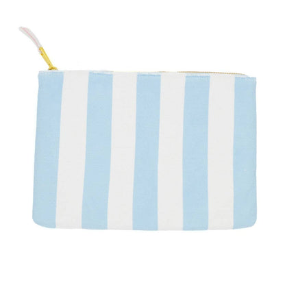 Blue Stripe Terry Flat Pouch - Large