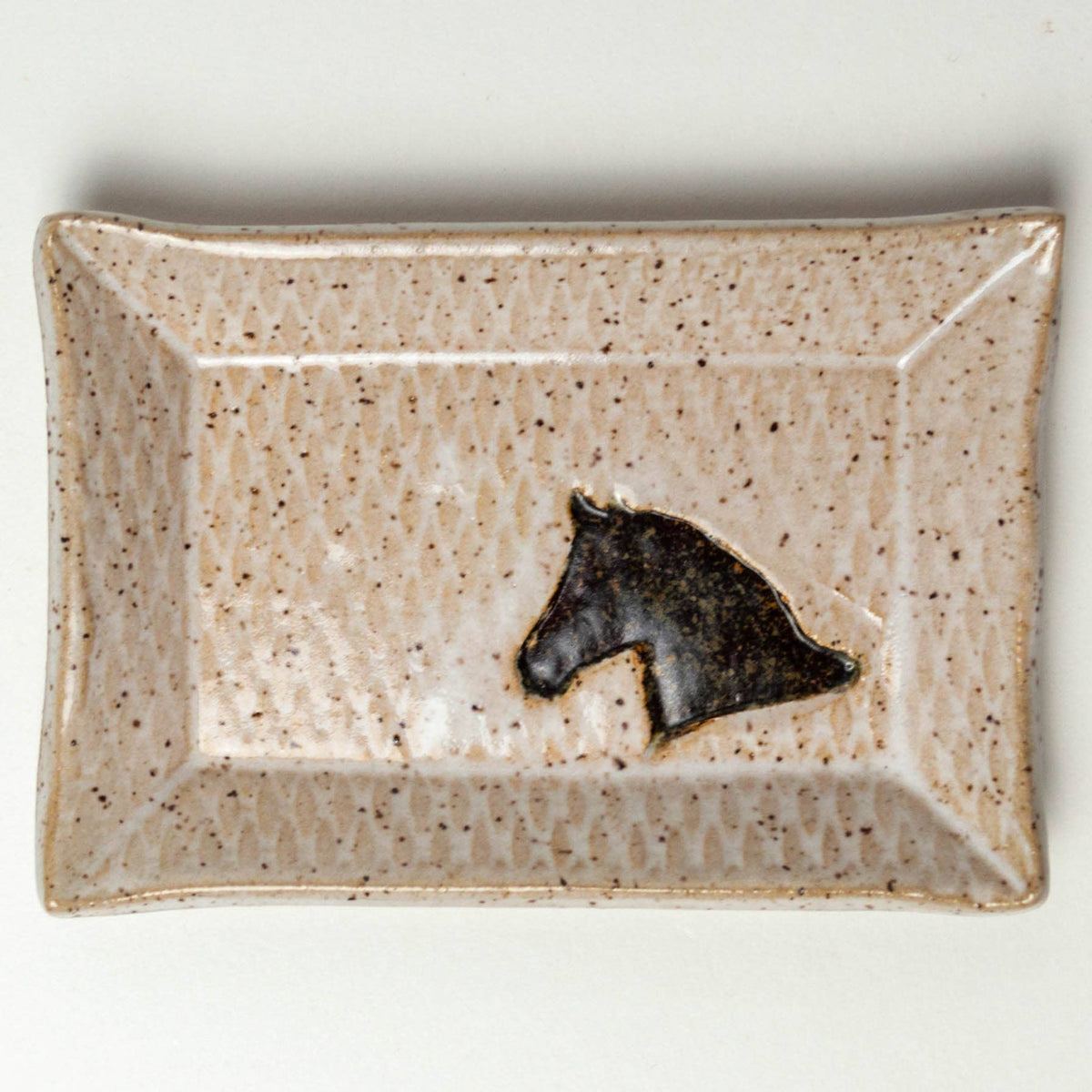 Brown Horse Handmade Ceramic White Trinket Dish