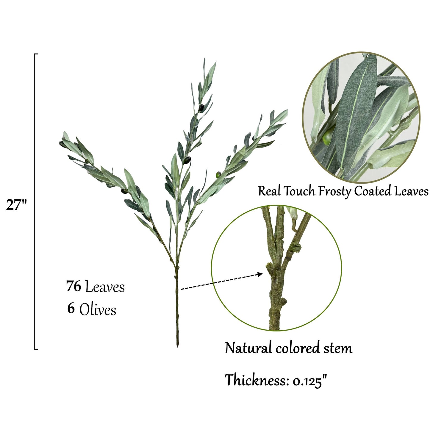 Premium Quality Olive Branch Leaf Fruit Spray-Frosty Green