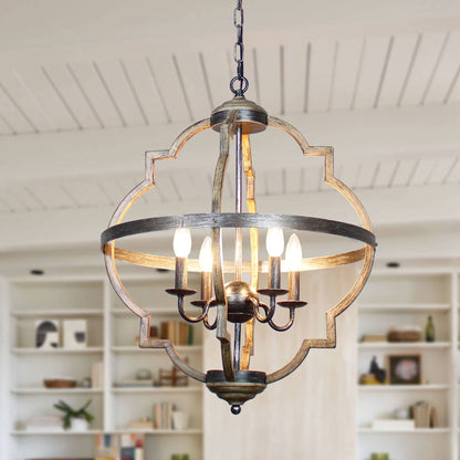 Lusteria Farmhouse Black 4-Light Candle Island Chandelier