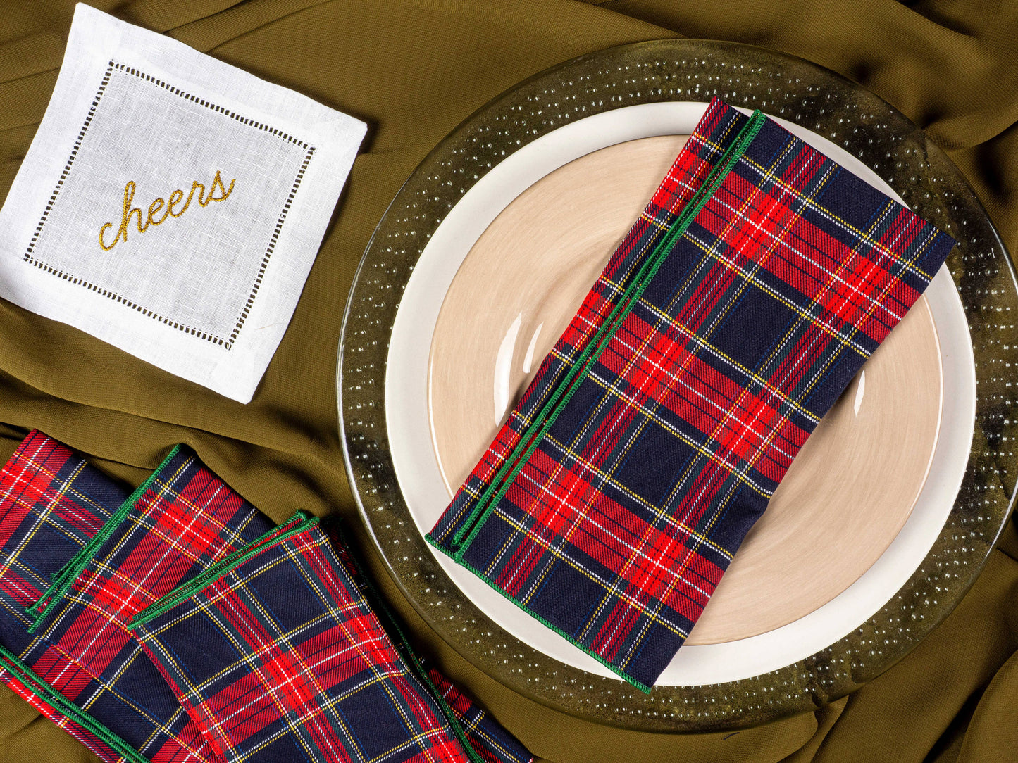 Red Tartan Cloth Napkins, set of four