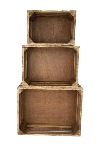 Killian Wood Crate-Store Display-Set of 3-Antiqued White