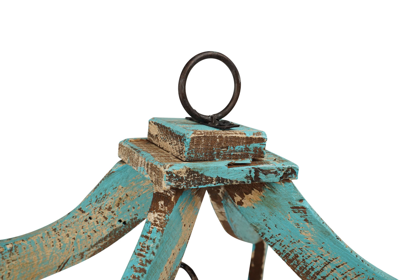 Canopy Farmhouse Wood Lantern Turquoise - SM