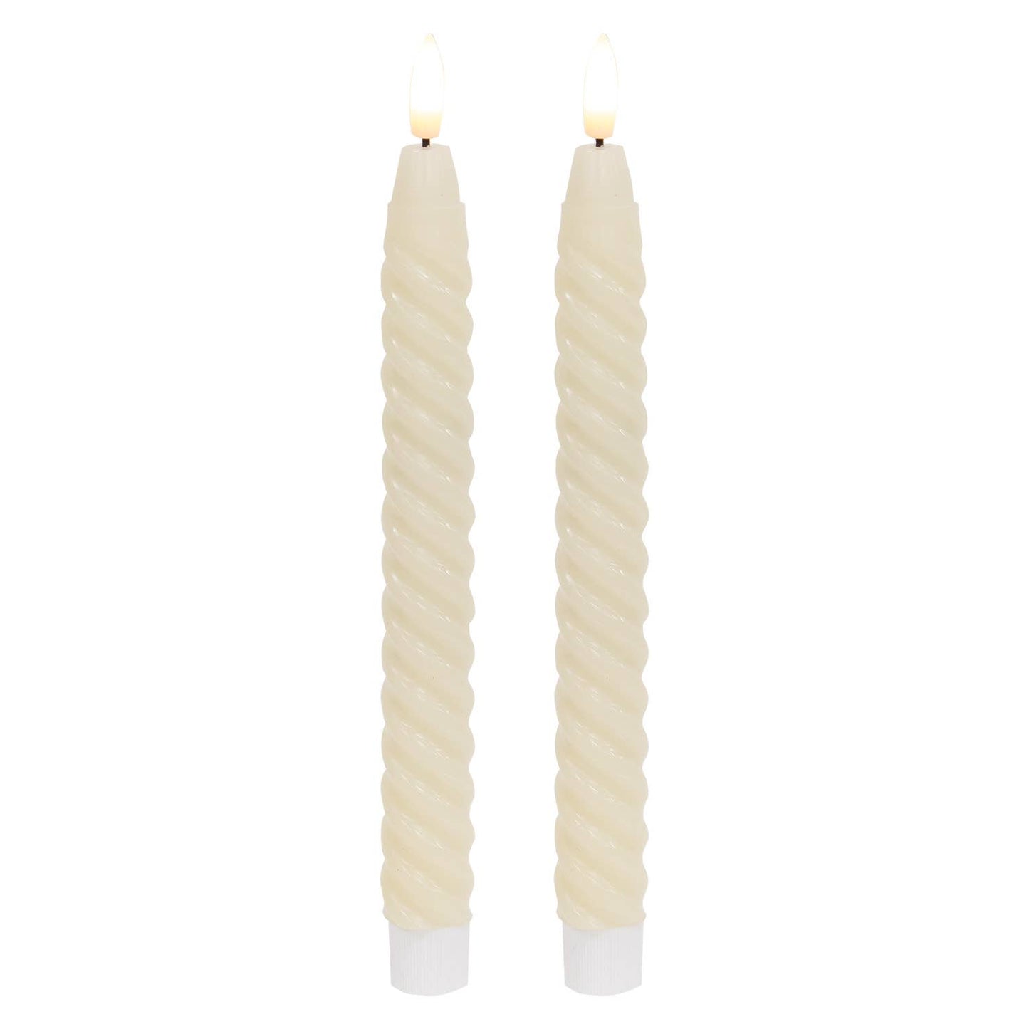 2/Set - White Twisty Timer Tapers - 10"H