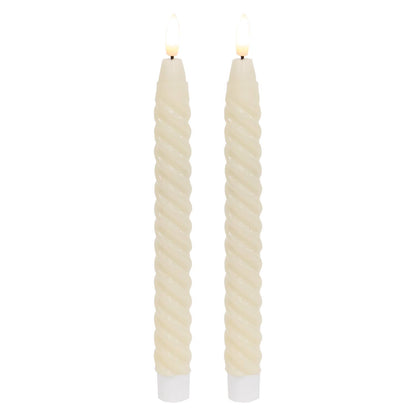 2/Set - White Twisty Timer Tapers - 10"H
