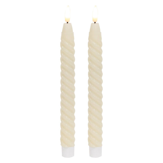 2/Set - White Twisty Timer Tapers - 10"H