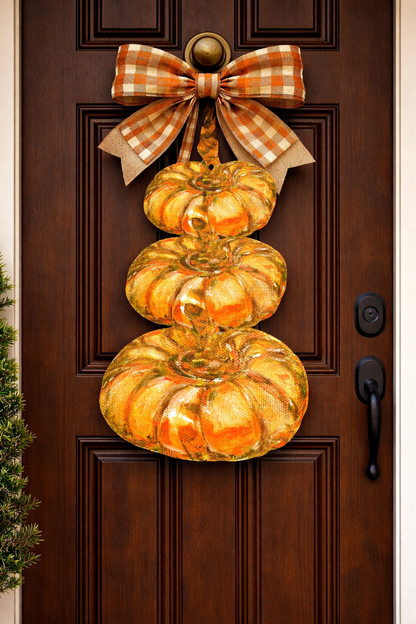 LARGE Designer Three-Tiered Pumpkin Door Hanger 