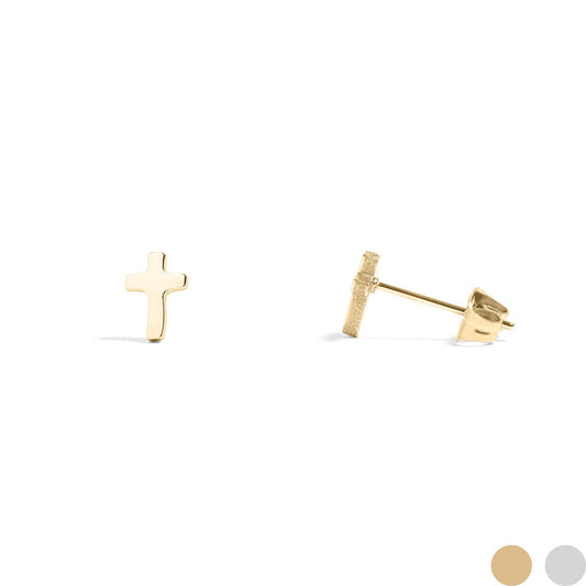 Delicate 18k Gold Cross Stud Earrings