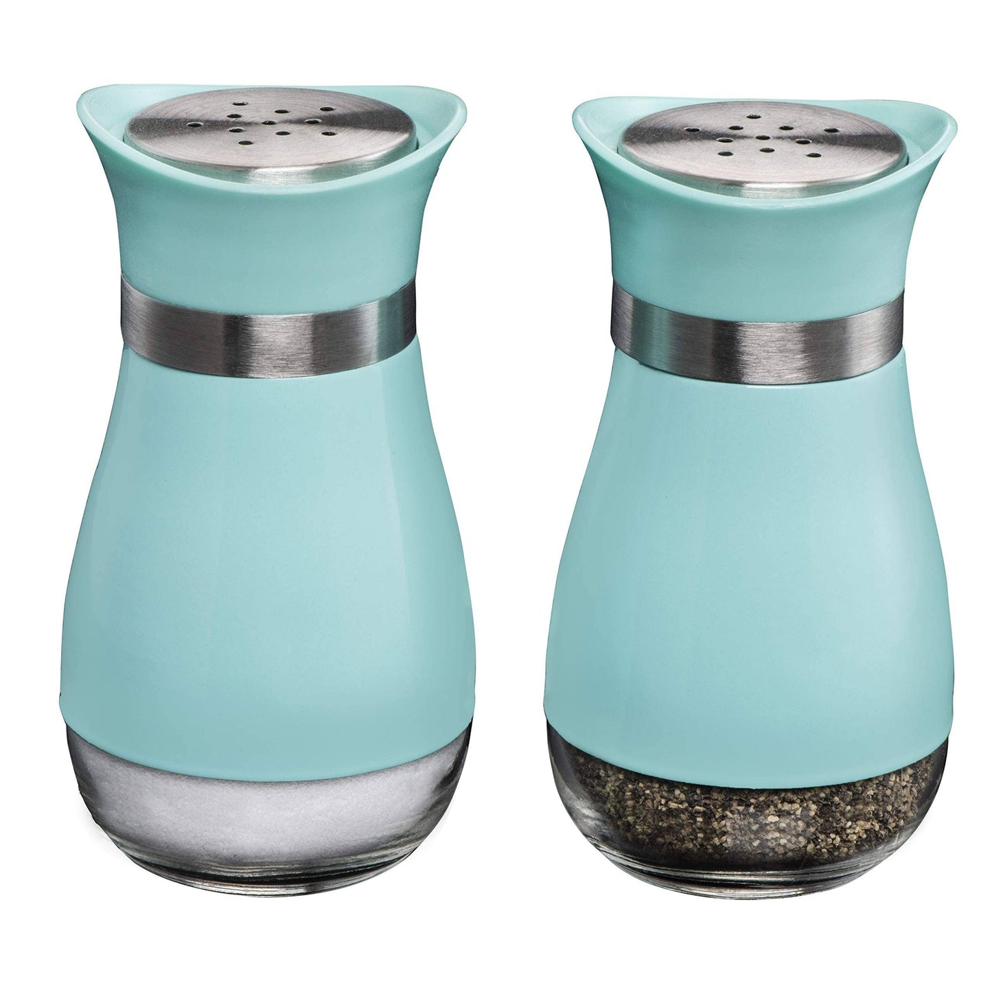 MITBAK Elegant Salt and Pepper Shakers Set with Glass Bottom