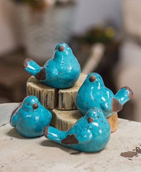 Resin Blue Bird, 4 Assorted