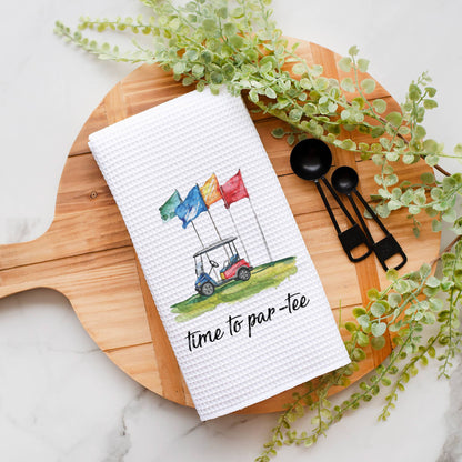 Par-tee Golf Towel, Golfing Decor, Waffle Weave Towel
