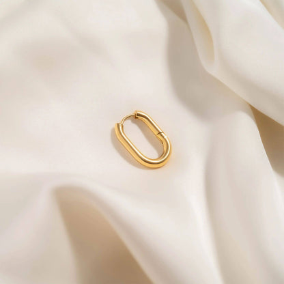 18K Gold PVD Stainless Steel Oval Huggie Earrings
