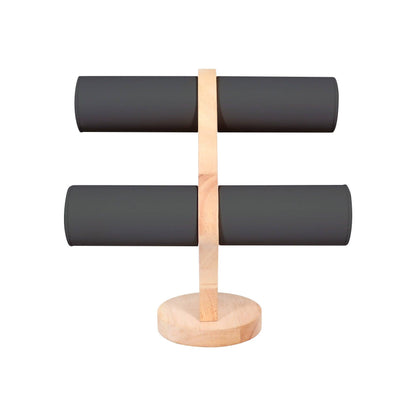 Natural Wood & Leather 2 Tier Bracelet Display