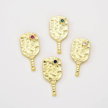 Gold Filled Pickleball Paddle Charm CZ Micro Pave, CP2060