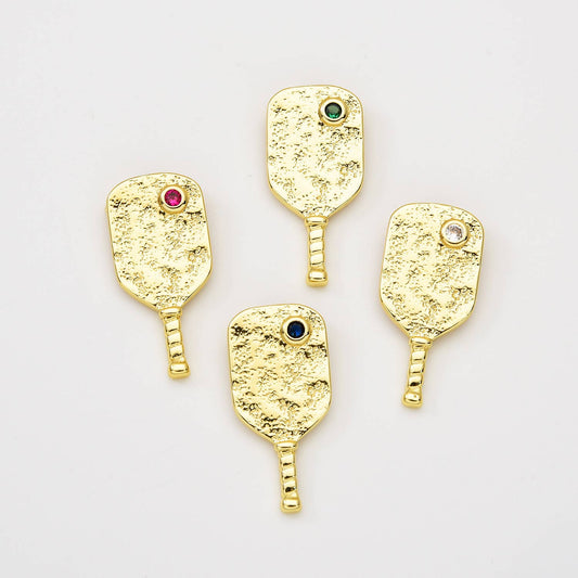 Gold Filled Pickleball Paddle Charm CZ Micro Pave, CP2060