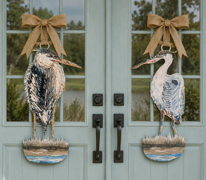 LARGE Designer Coastal Heron Door Hanger