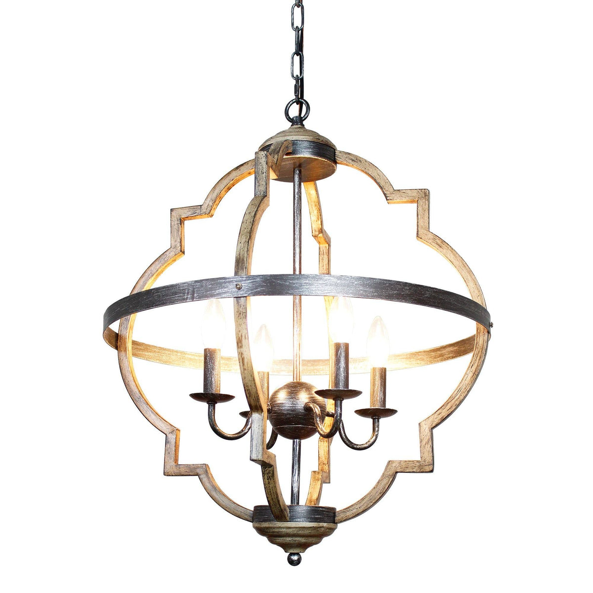 Lusteria Farmhouse Black 4-Light Candle Island Chandelier