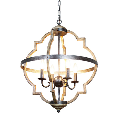 Lusteria Farmhouse Black 4-Light Candle Island Chandelier