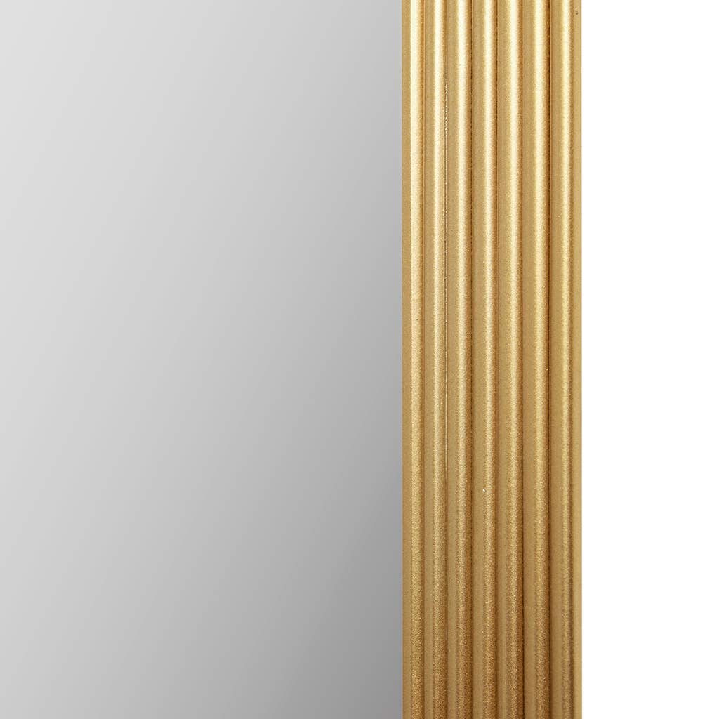 Rounded Rectangle Fluted Wall Mirror, Gold