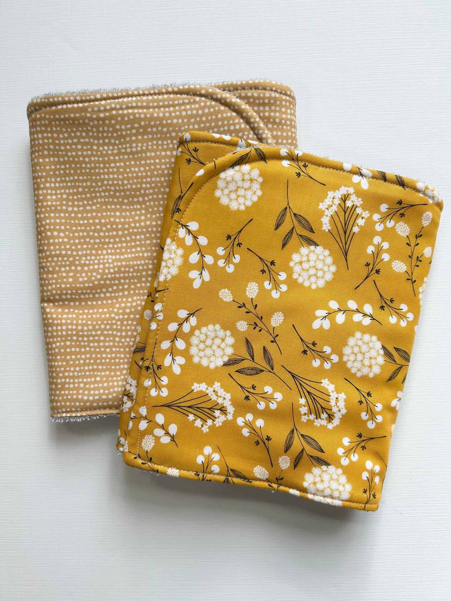 Wildflower on Yellow Burp Cloth, set of 2