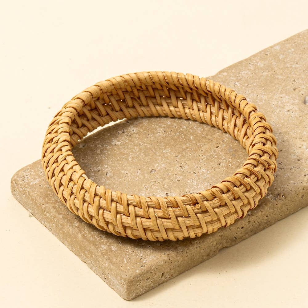 Straw Basket Weave Bangle Bracelet
