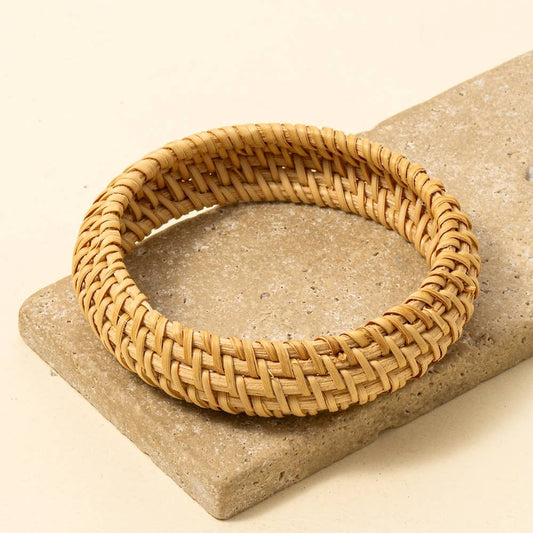 Straw Basket Weave Bangle Bracelet