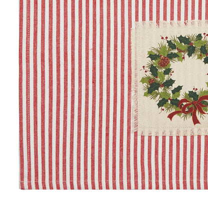 Holiday Patch Stripe Wreath Kitchen Towel