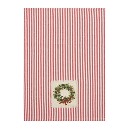 Holiday Patch Stripe Wreath Kitchen Towel
