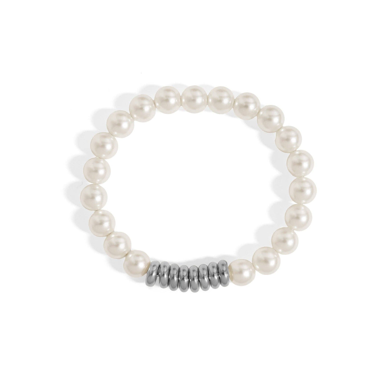 18K Gold PVD 8mm Kiska Glass Pearl Stretch Bracelet